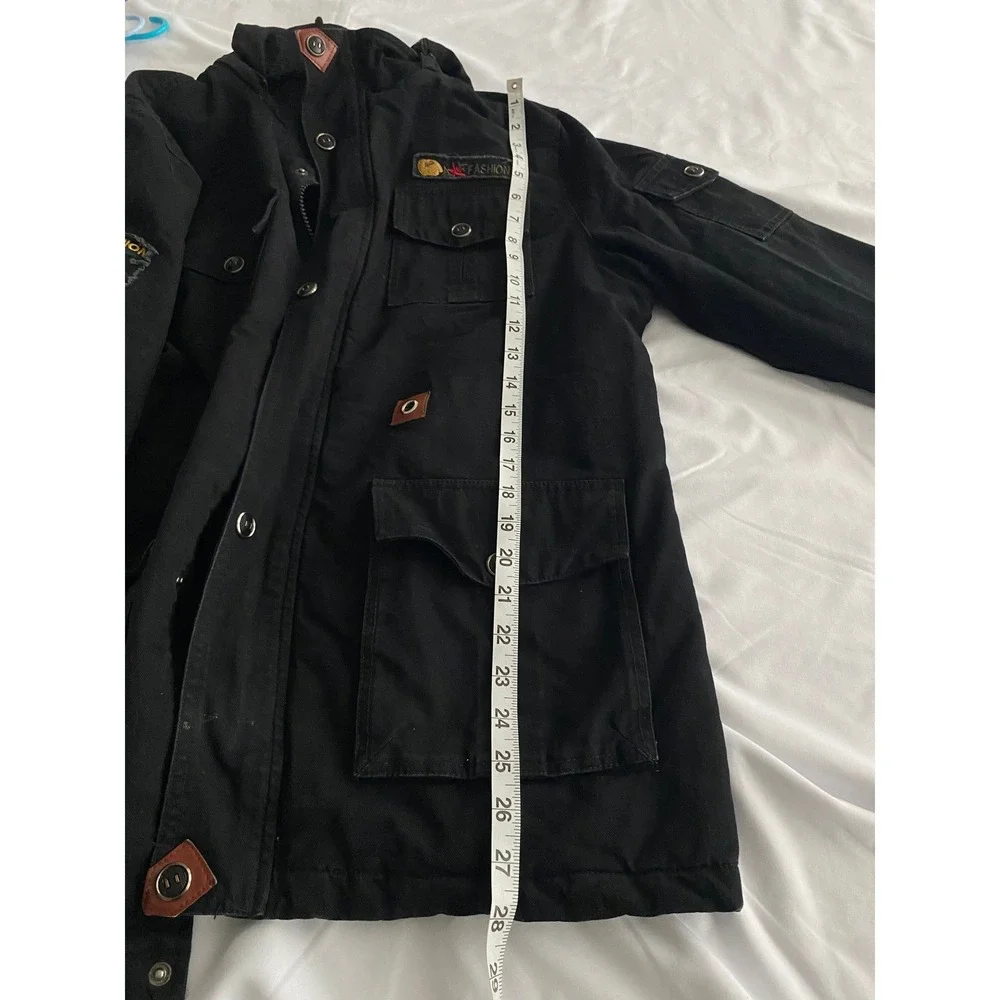 Now's Fashion Mens Utility Field Jacket GORPCORE Canvas Parka Size XL Black